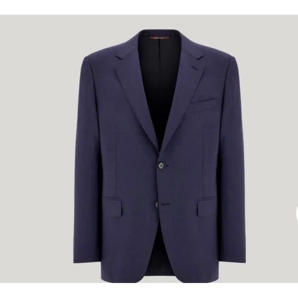 Canali Blazer Mens 42R Blue Glen Check Wool Sport Coat Italy Excellent Luxury
